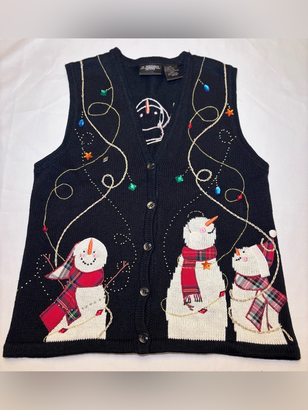 Vintage Christmas Sweater Vest Snowman